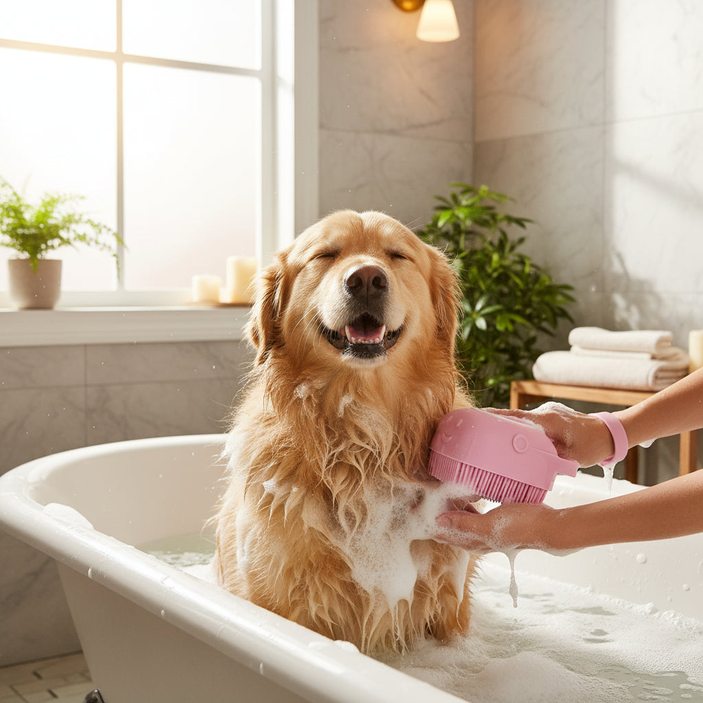 Silicone Pet Bath & Massage Brush Gloves – Grooming Tool for Dogs & Cats