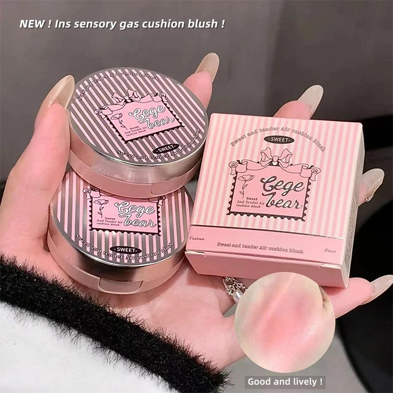 Blush coussin 3 couleurs – Texture crème mate, avec applicateur puff, sans poudre – Application lisse, pour un maquillage quotidien impeccable
