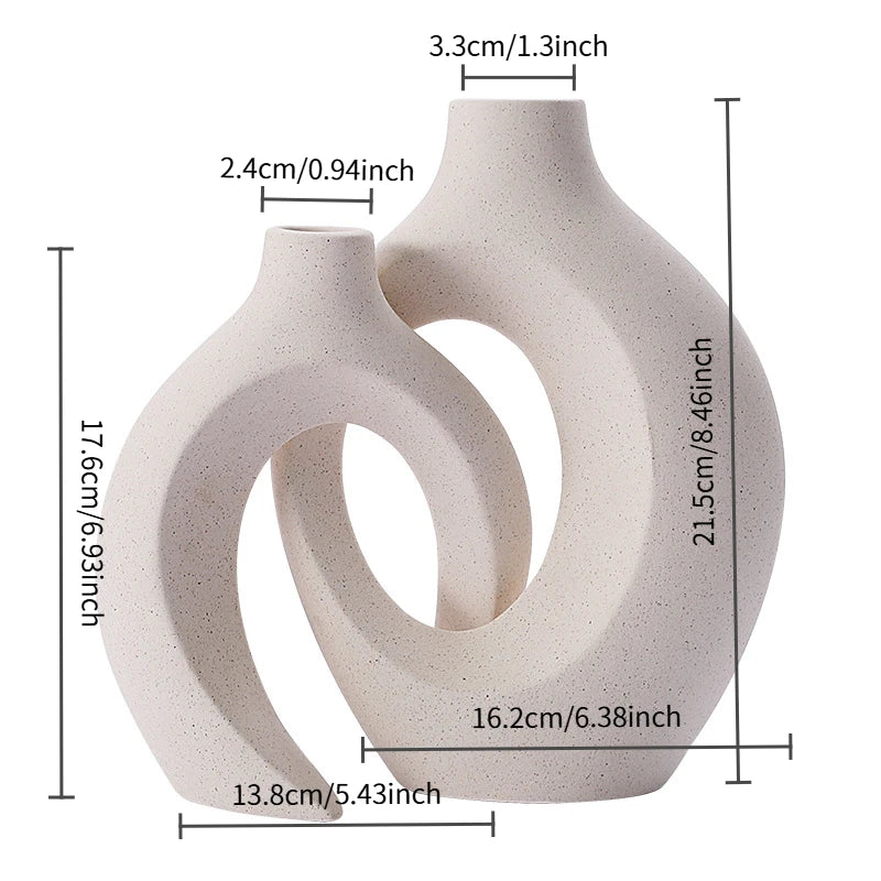 Modern Hollow Vase Set (2 Pieces) – Scandinavian Decorative Flower Vases for Home Decor