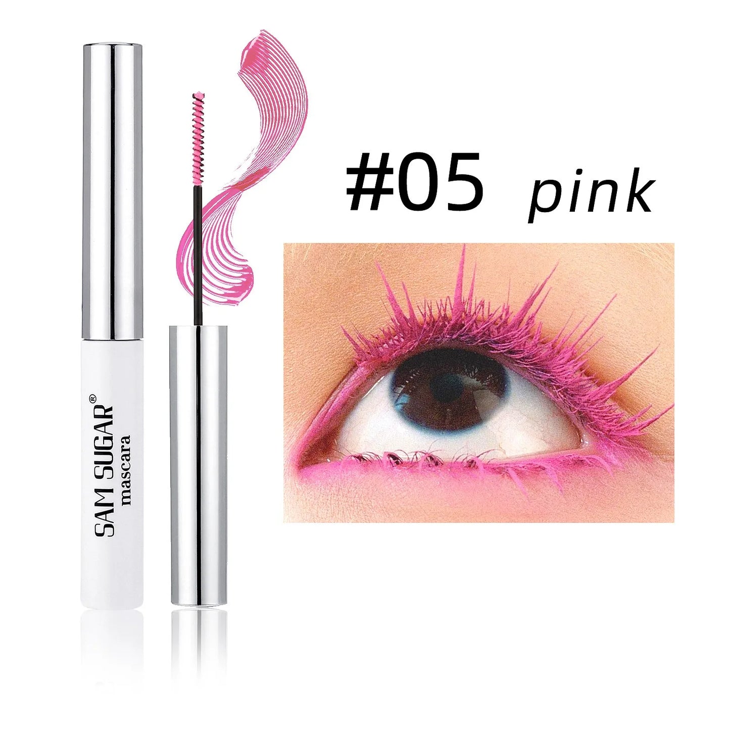 Mascara fibres de soie coloré brosse ultra-fine allongeant cils waterproof séchage rapide vert et rose