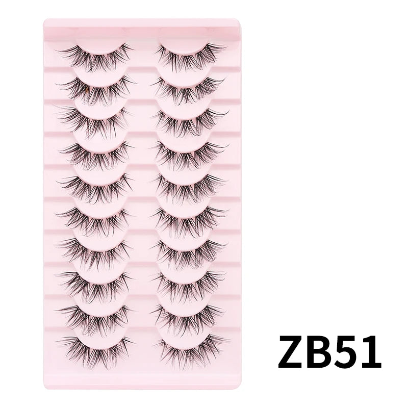 10 paires de cils naturels – Cils manga en bande complète, maquillage – Vente en gros, dropshipping, extensions de cils, faux cils style anime