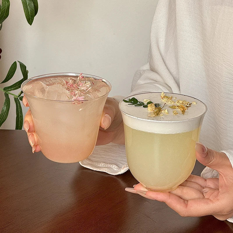Aesthetic Glass Cups Set – Iced Coffee, Latte, Cocktail & Wine Glass Drinkware Collection