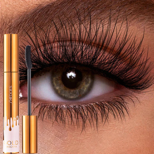 Mascara épais et recourbant noir et or waterproof anti-bavure longue tenue brosse fine