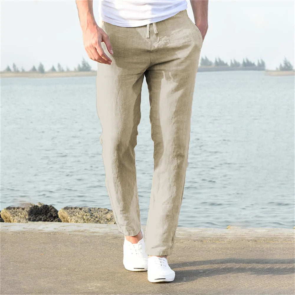 Pantalon Homme en Coton et Lin
