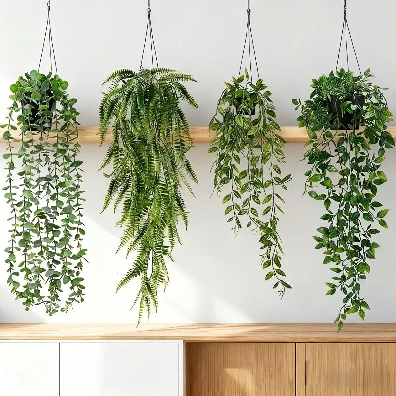4PCS Artificial Hanging Greenery Set – Realistic Ivy Vine Décor