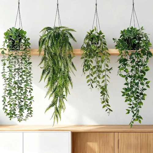 4PCS Artificial Hanging Greenery Set – Realistic Ivy Vine Décor