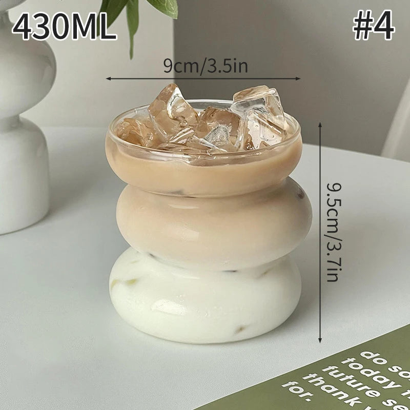 Aesthetic Glass Cups Set – Iced Coffee, Latte, Cocktail & Wine Glass Drinkware Collection
