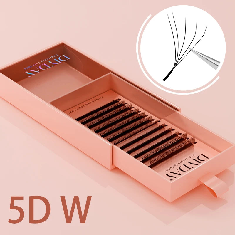 Extensions de cils en forme de W – Cils Bloom prémontés 3D, 4D, 5D, 6D, 7D, 8D, naturels et doux – Éventails d’extensions de cils