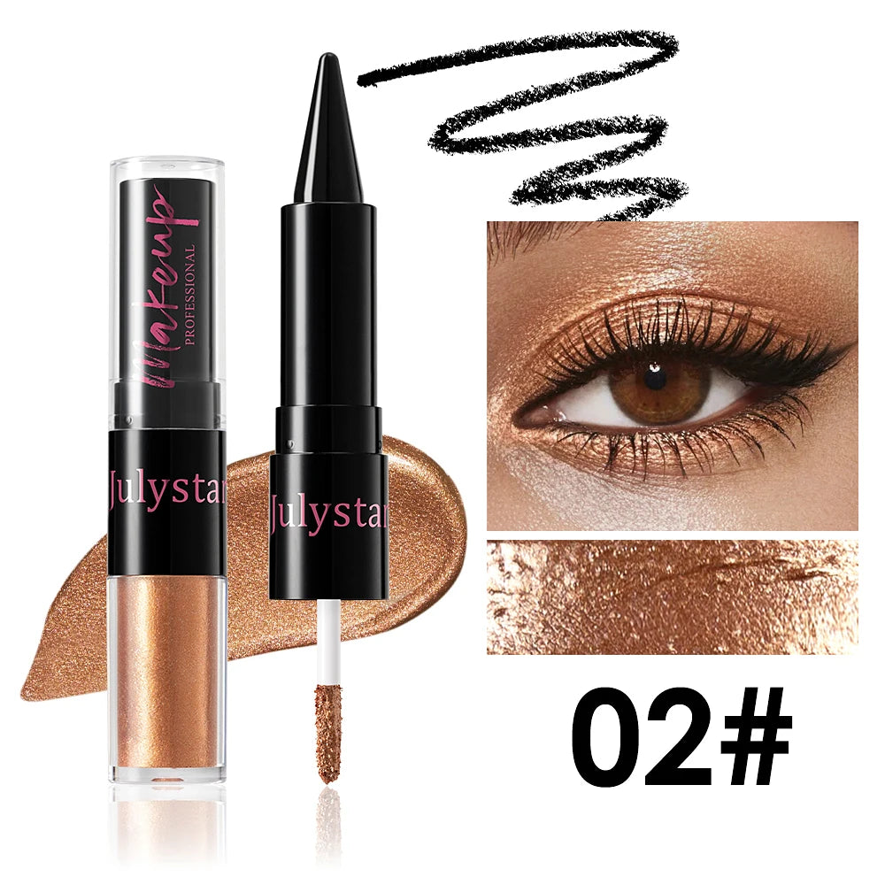 Crayon fard à paupières 2 en 1, noir intense, ultra-pigmenté, waterproof, longue tenue.
