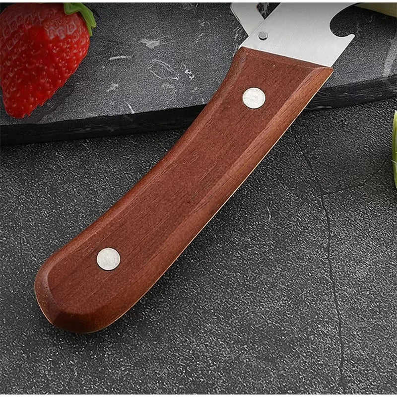 Multifunction Stainless Steel Peeler with Wooden Handle – Durable Fruit & Vegetable Peeling and Slicing Tool