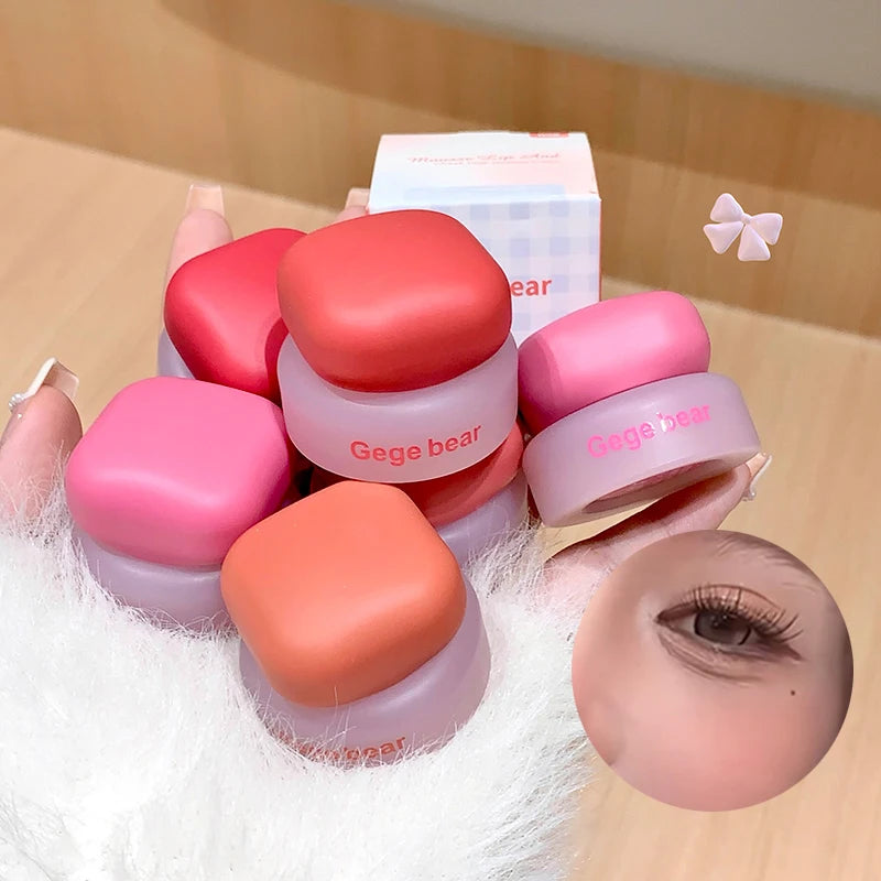 Baume mousse lèvres et joues – Blush et teinte à lèvres matte style coréen, polyvalent – S’accorde avec toutes les carnations