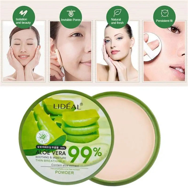 Poudre adoucissante 99% Aloe Vera – Waterproof, hydratante, anti-cernes, fond de teint, fixation du maquillage, contrôle de l’huile, cosmétiques pour le visage