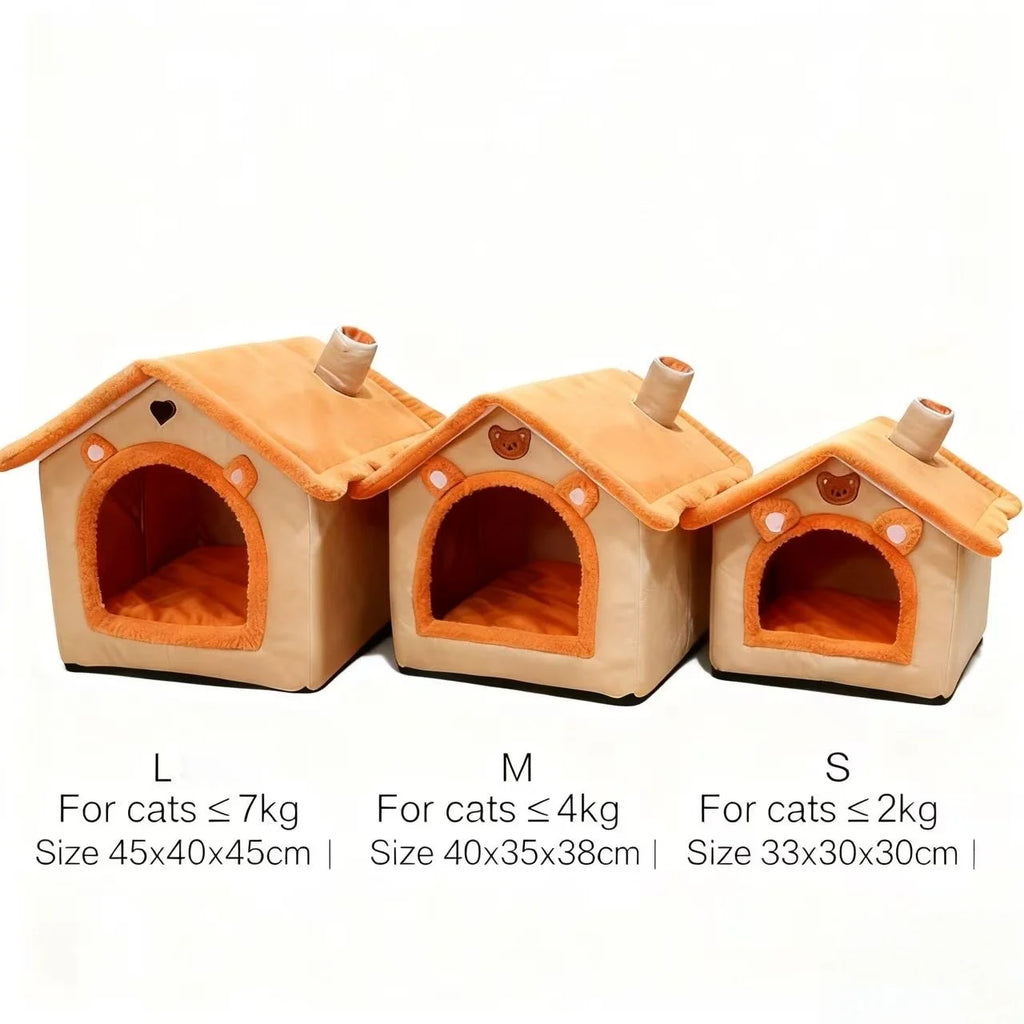 All-Season Pet House Bed – Warm & Washable Dog and Cat Cave Bed