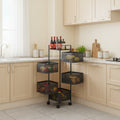 5-Tier Rotating Storage Rack with Wheels – Rolling Kitchen Organizer Basket Shelf