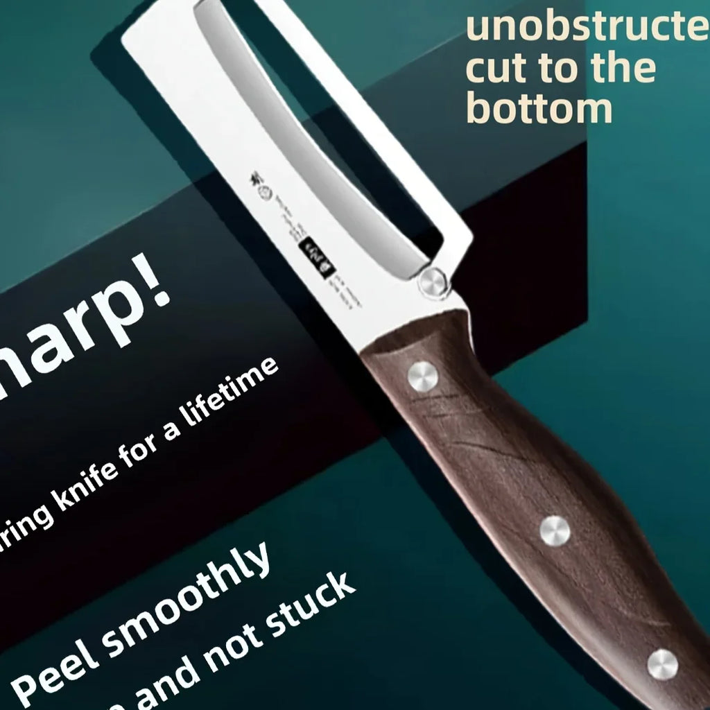 Stainless Steel Peeler with Wooden Handle – Durable Fruit & Vegetable Peeling and Slicing Kitchen Tool