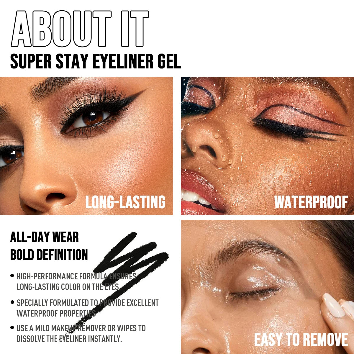 1 Pièce Eyeliner Double-Embout – Tête Éponge, Anti-Bavure, Waterproof, Marron/Blanc, Mat, Maquillage des Yeux