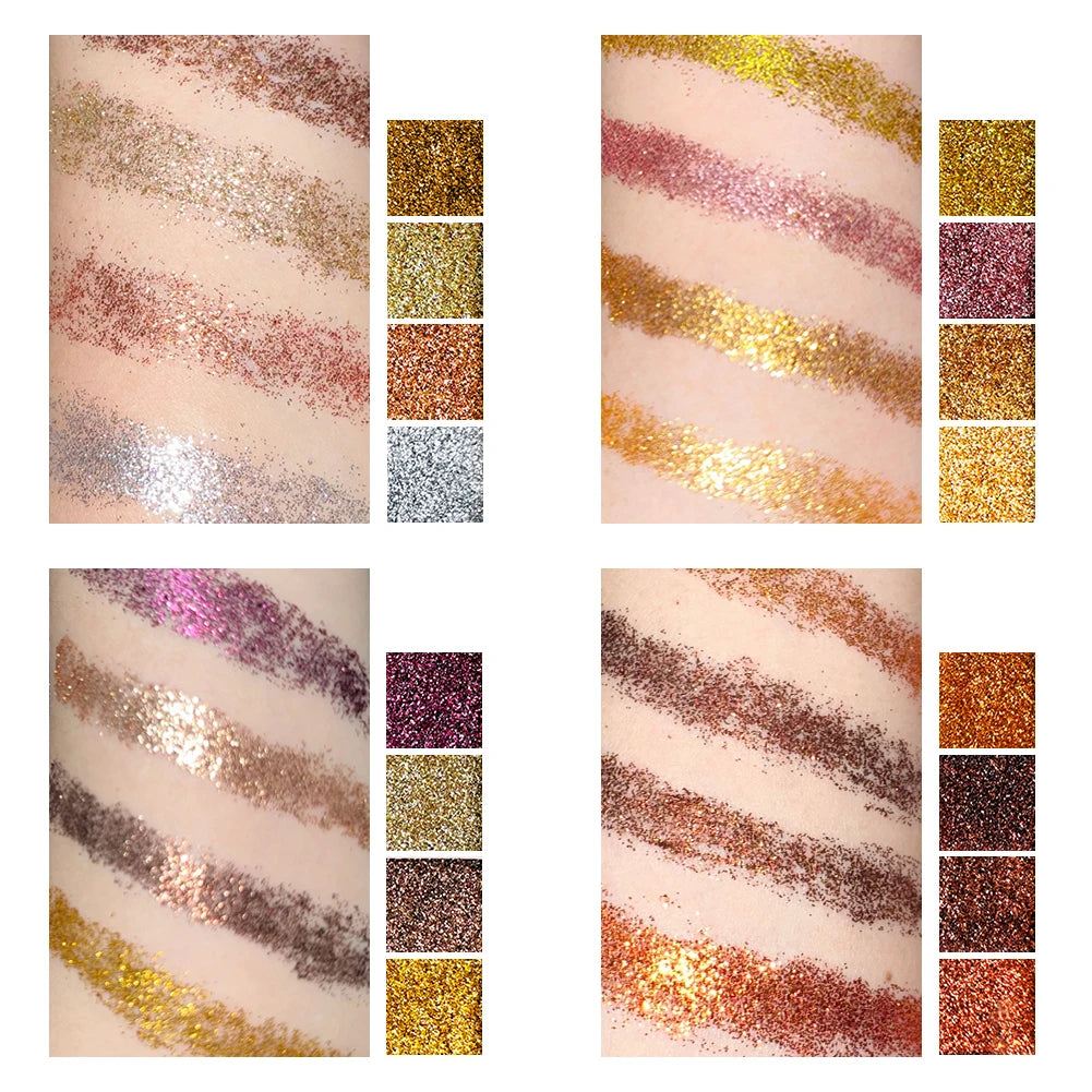 Palette fards à paupières 16 couleurs – Pailleté et sequins, scintillant diamant, waterproof, pour visage et corps
