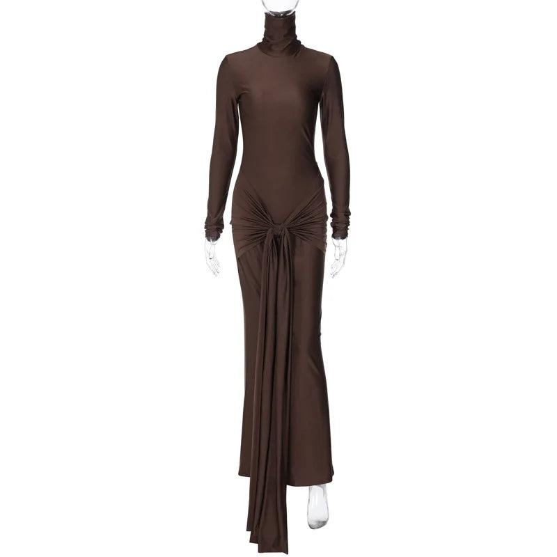 Robe Longue Femme Sexy à Col Montant – Sans Manches, Coupe Slim