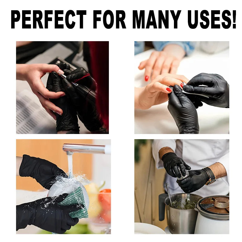 Disposable Black Nitrile Gloves – Latex-Free Powder-Free Cleaning Gloves