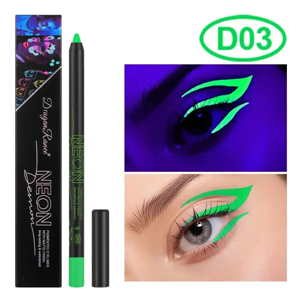 Crayon Gel Eyeliner Étanche – 12 pcs, Couleurs Mattes et UV Lumineuses, Set de Crayons Yeux, Outil de Maquillage