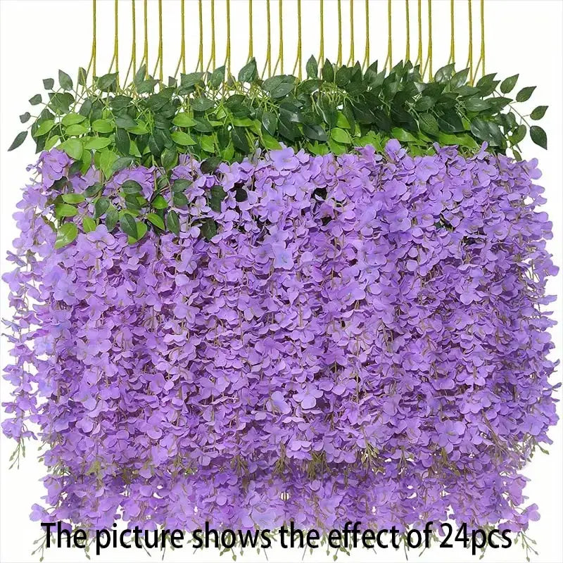 12PCS Artificial Wisteria Vine Flowers – Hanging Silk Floral Garland Set