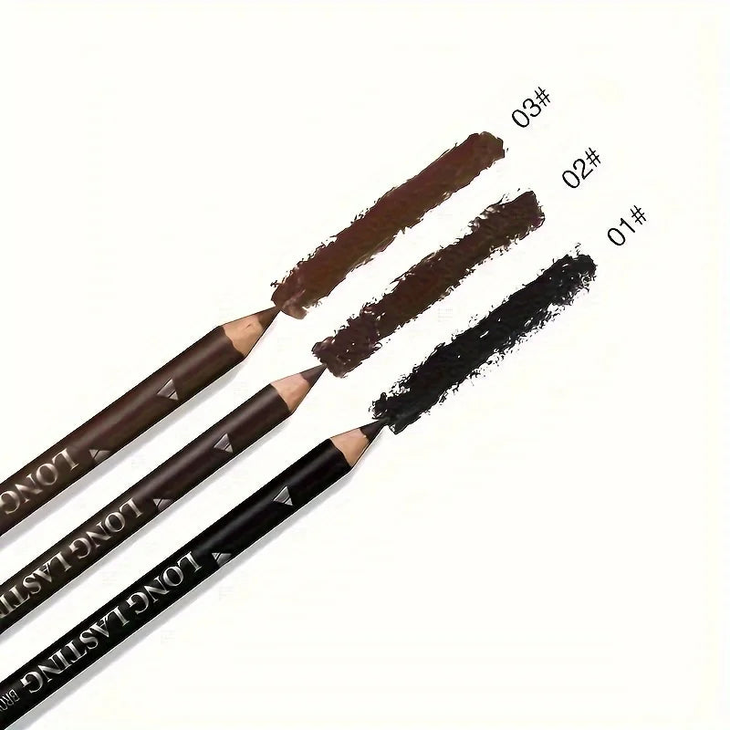 Crayon 2 en 1 à Manche en Bois – Eyeliner et Sourcils Étanche, Résistant à la Transpiration, Convient à Tous Types de Peau, Outil Cosmétique Polyvalent