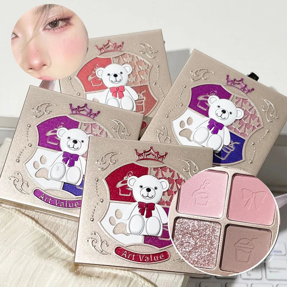 Palette de Fards à Paupières  4 Couleurs — Poudre Fine, Fini Mat, Palette Multicolore