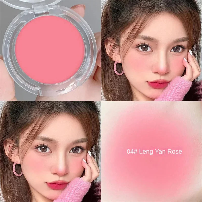Blush Monochrome Mat — Couleur Naturelle pour les Joues, Illumine le Visage, Résistant à l’Eau, Pour Contouring Facial, Poudre Douce pour Maquillage