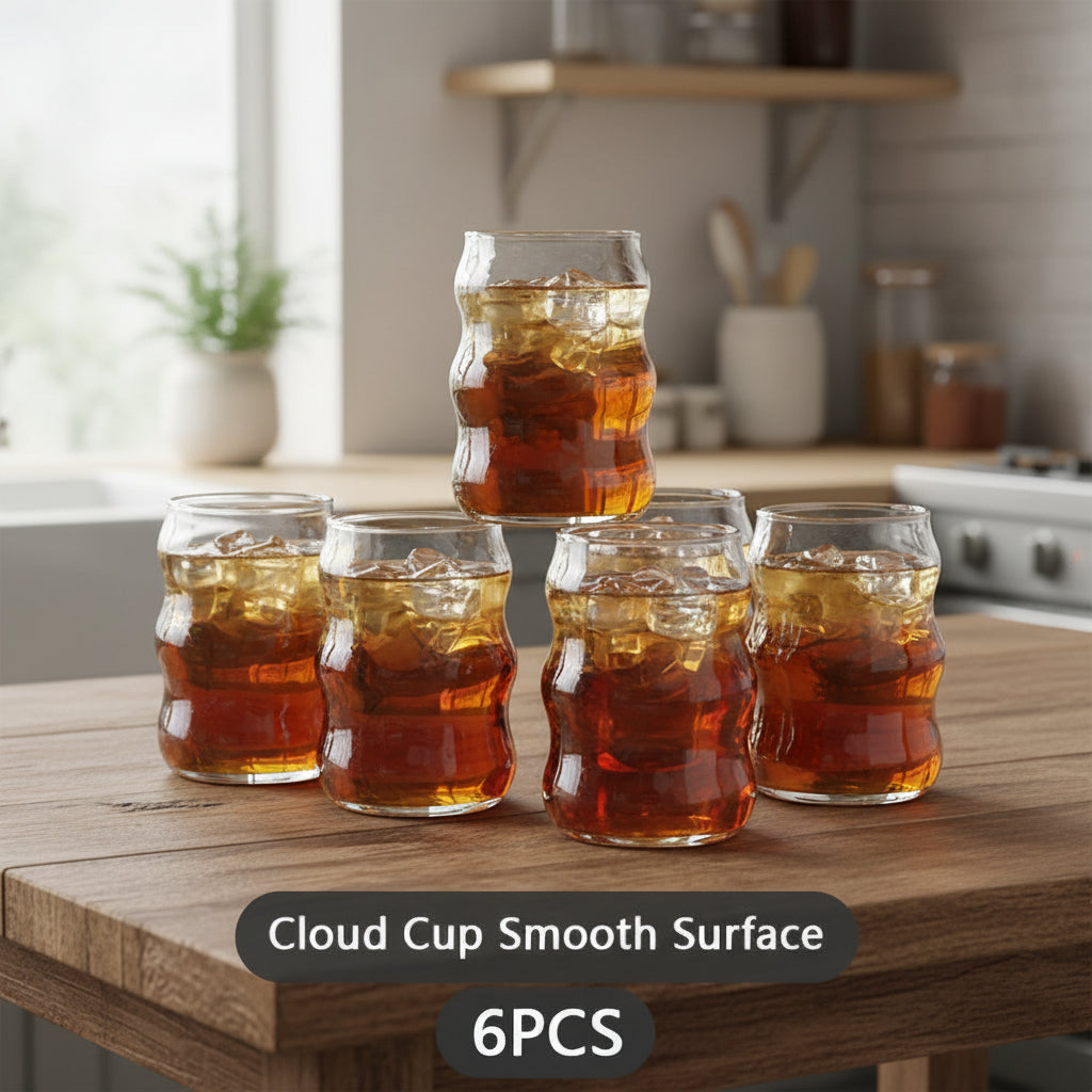 INS Stripe Glass Cups – Heat-Resistant Transparent Coffee, Tea & Juice Tumblers (2/4/6 PCS)