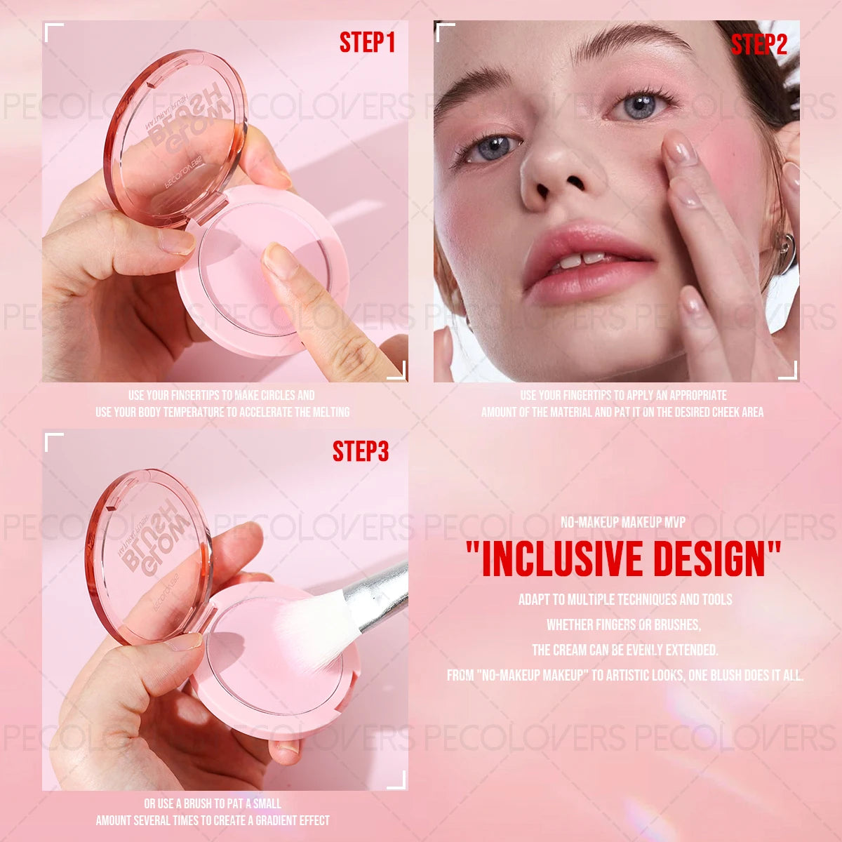 Palette de Blush 1 pièce — Résistante à l’Eau, Teinte Rose, Facile à Appliquer, Effet Maquillage 3D Naturel, Fini Mat, Nuances de Rouge