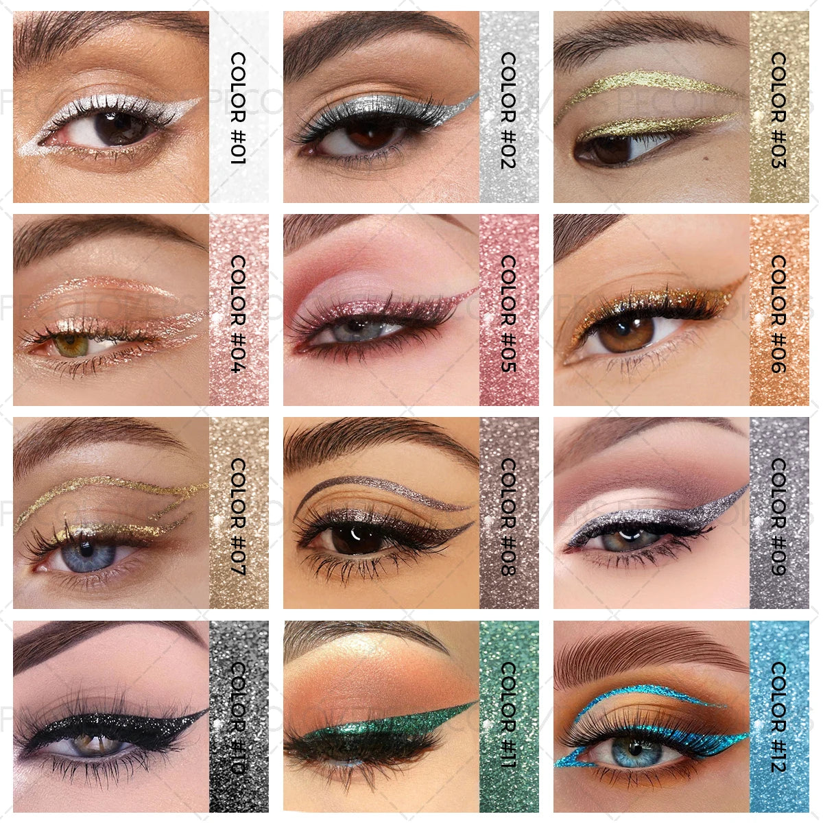 1 crayon pour les yeux liquide effet diamant, pailleté, waterproof, longue tenue, couleur argentée, facile à appliquer, maquillage coréen