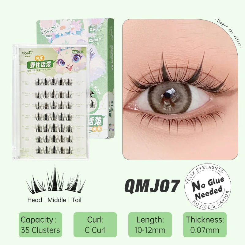 Cils en grappes – Faux cils auto-adhésifs sans colle, naturels et doux – Personnalisables, étiquette privée et logo personnalisé