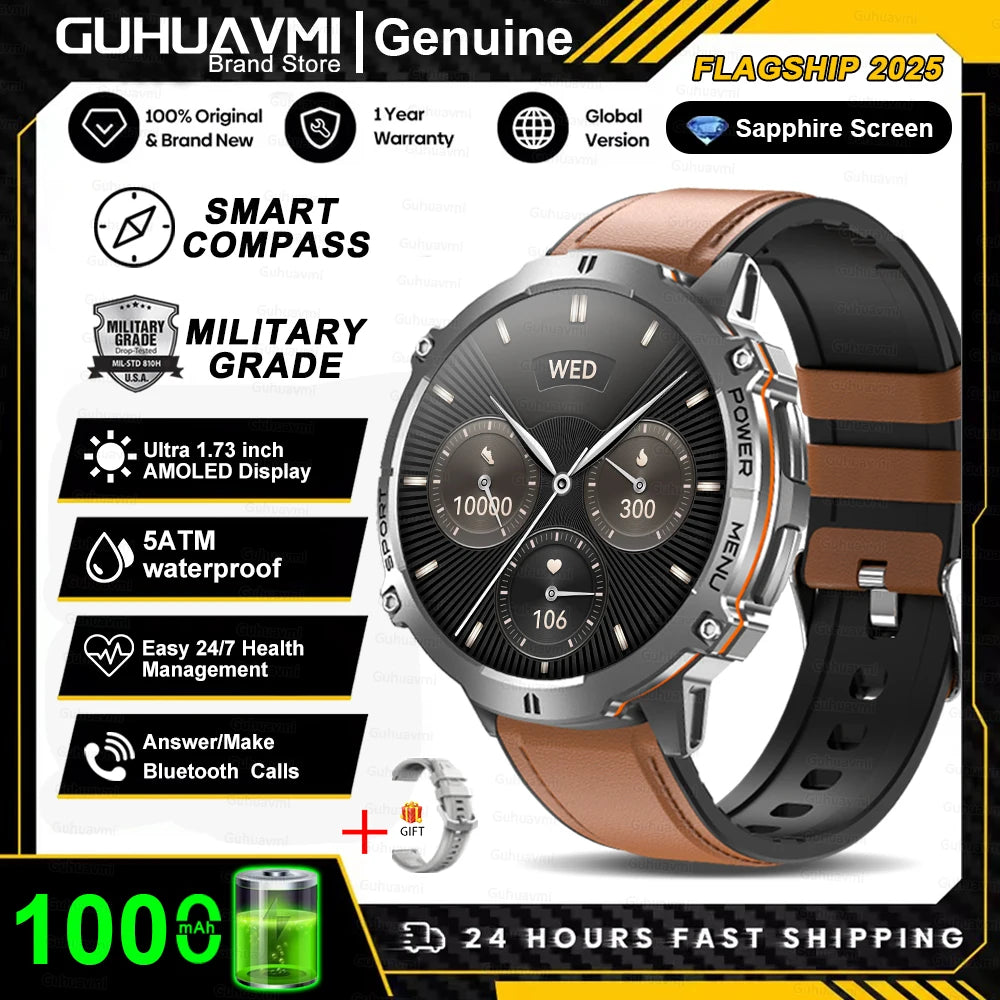 T-rex 3 qualité militaire 1000mAh batterie montre intelligente 10ATM étanche GPS boussole altimètre appel AMOLED hommes natation sport Smartwatch