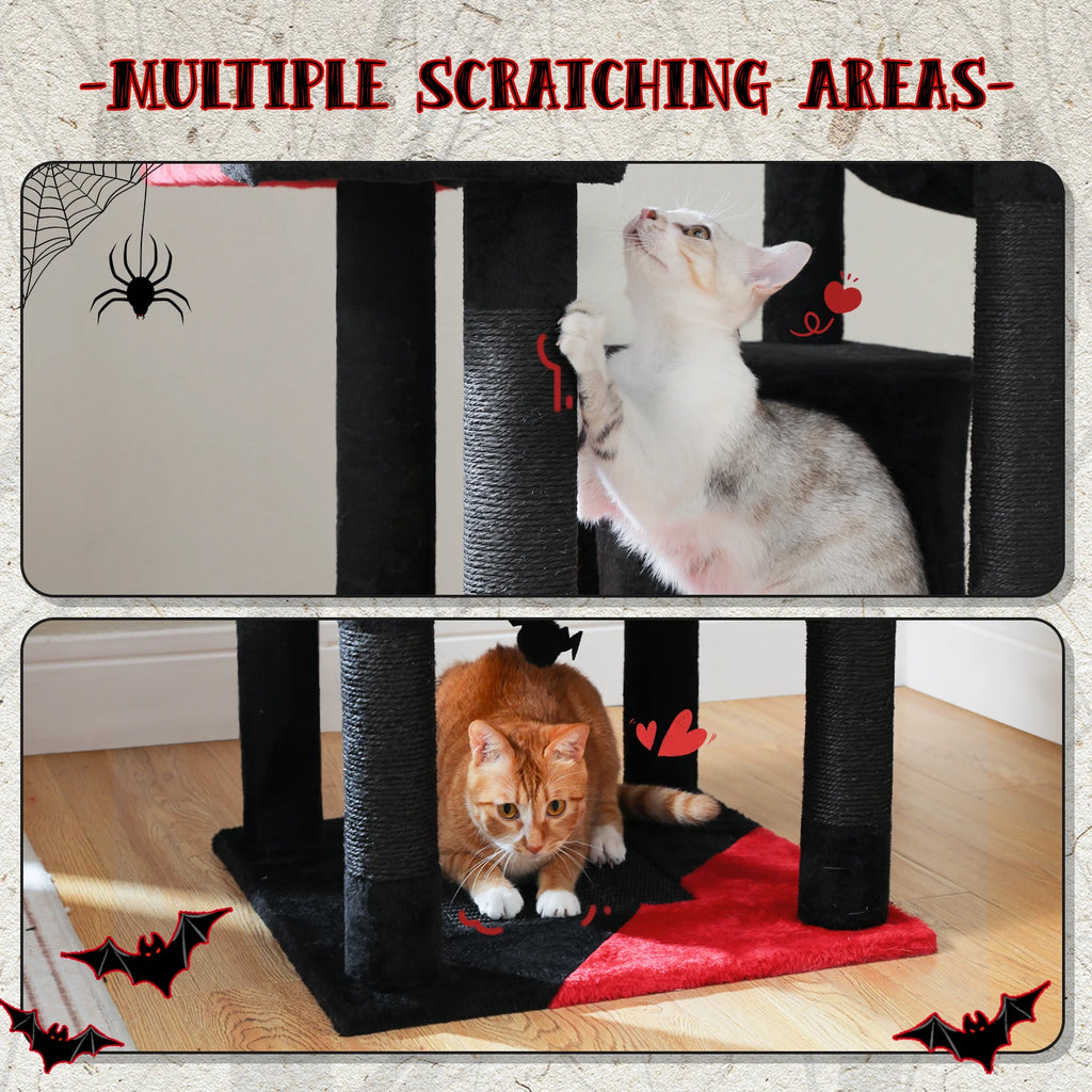Multi-Level Cat Tree Tower – Cat Condo, Hammock & Scratching Activity Center