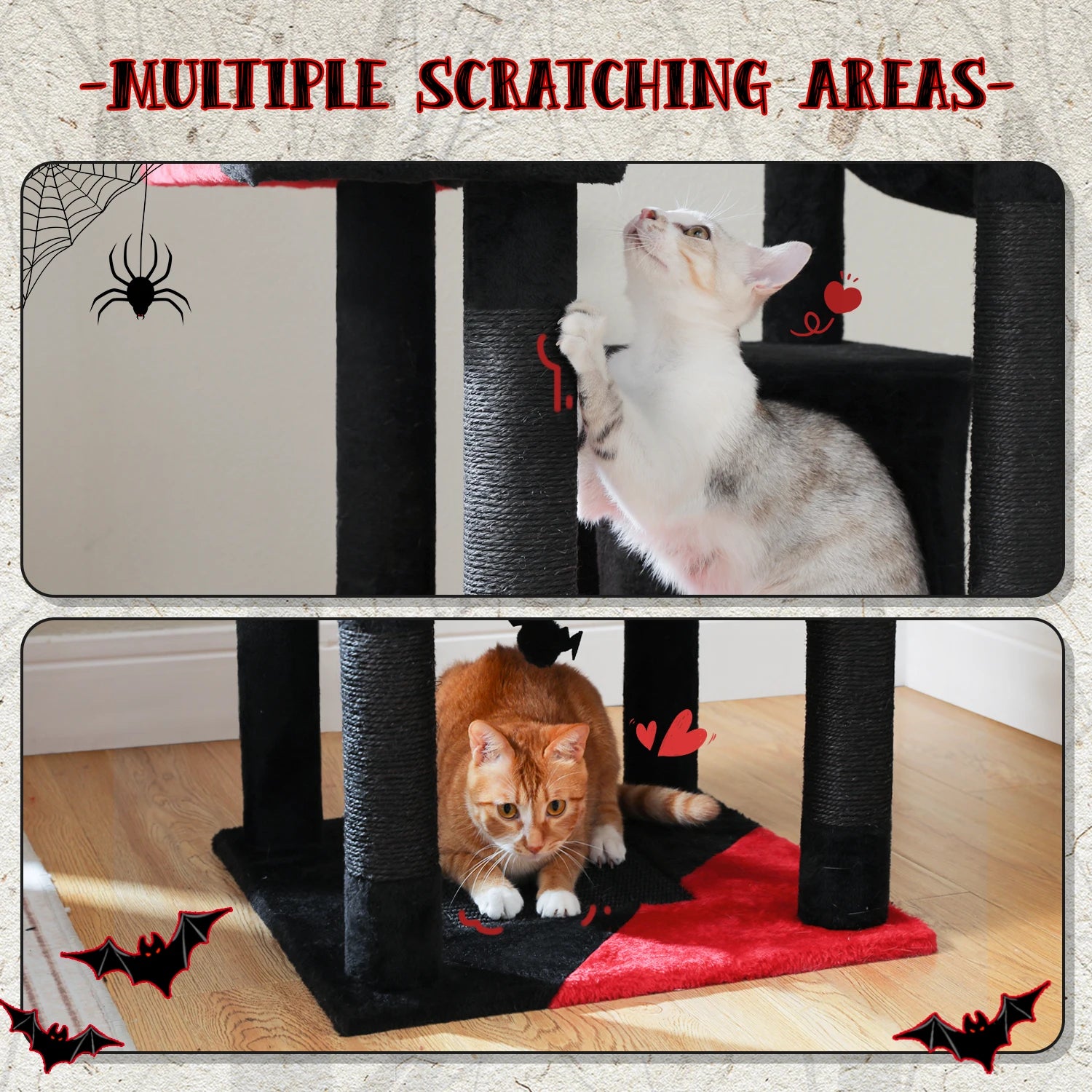Multi-Level Cat Tree Tower – Cat Condo, Hammock & Scratching Activity Center