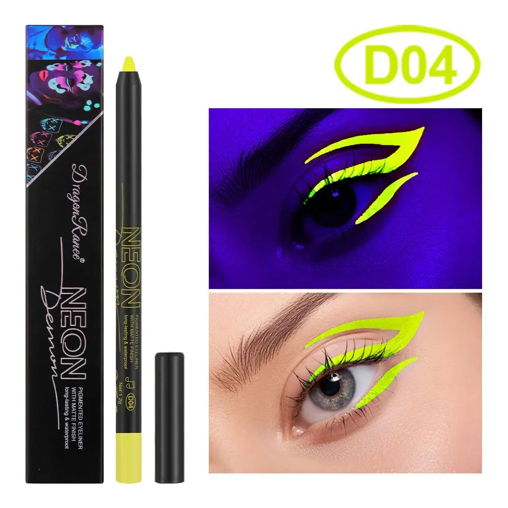 Eyeliner fluorescent à lumière néon, 6 couleurs, Texture brillante, imperméable, tenue longue durée, maquillage, mode, stylo de peinture corporelle multifonction