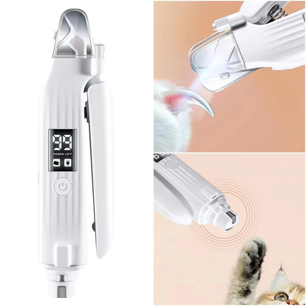 2-in-1 Electric Pet Nail Trimmer & Grinder with LED Light for Dogs & Cats