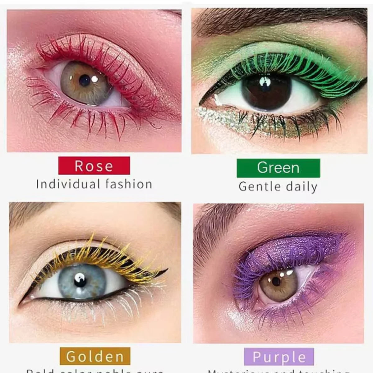 Mascara 6 couleurs grosse brosse épais et recourbant facile à appliquer waterproof longue tenue portable