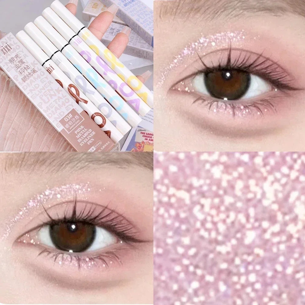Eyeliner liquide violet nacré – paillettes diamant, waterproof, longue tenue, séchage rapide, effet brillant, fard à paupières soyeux