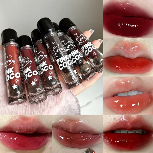 Gloss à lèvres – Finition miroir et longue tenue | Brillance éclatante | Idéal pour étudiants | Rouge à lèvres nude illuminant le teint
