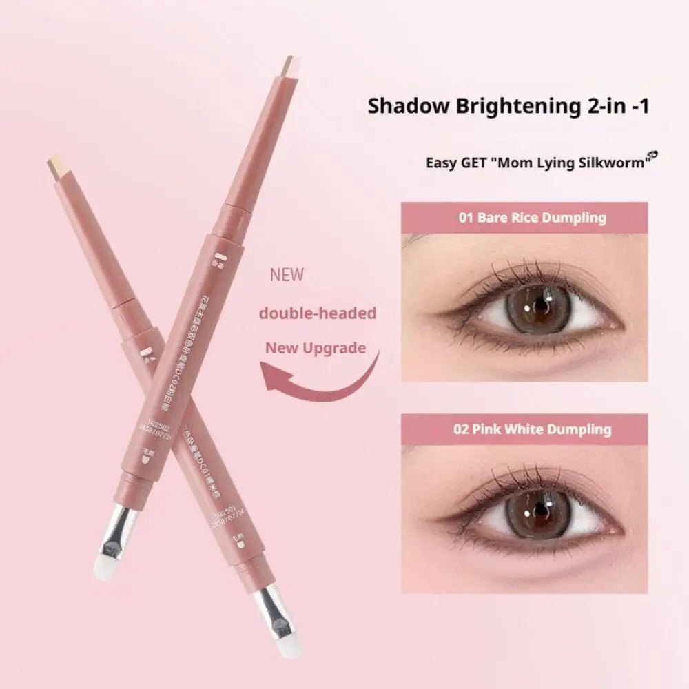 Crayon illuminateur double embout effet ver à soie couché, stylo maquillage, contour des yeux liquide nude, eyeliner et fard à paupières, stick illuminateur pour les yeux