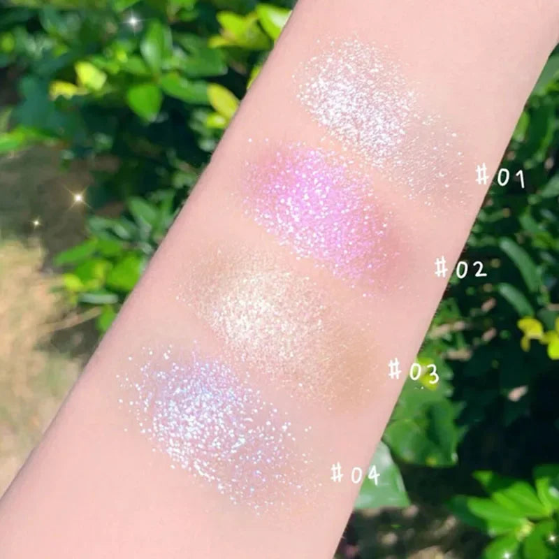 Palette de Fards à Paupières Moonlight 4 Couleurs — Highlighter, Bronzer pour le Visage, Contour, Poudre Scintillante