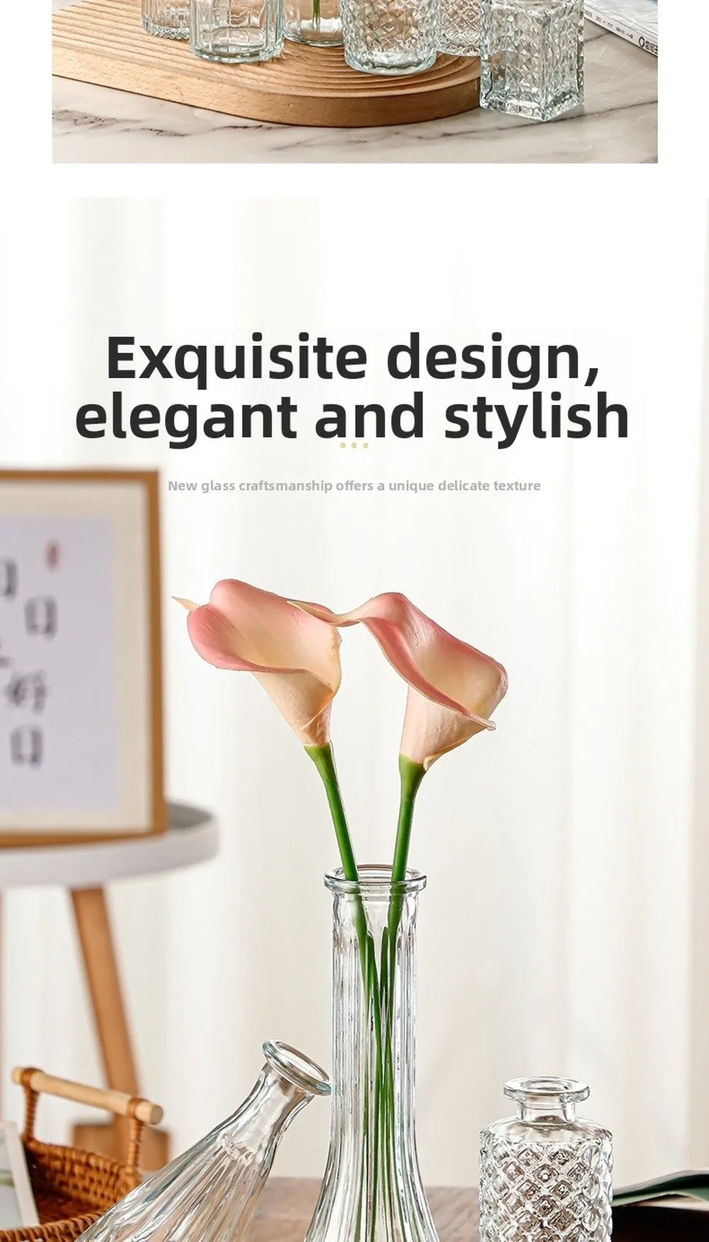Mini Glass Vase Set – Transparent Hydroponic Flower Vases for Floral Arrangements & Home Decor