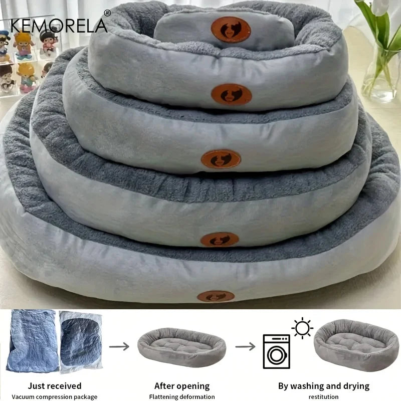 Cozy Oval Plush Pet Bed – Thickened Snuggle Bed for Cats & Small Dogs