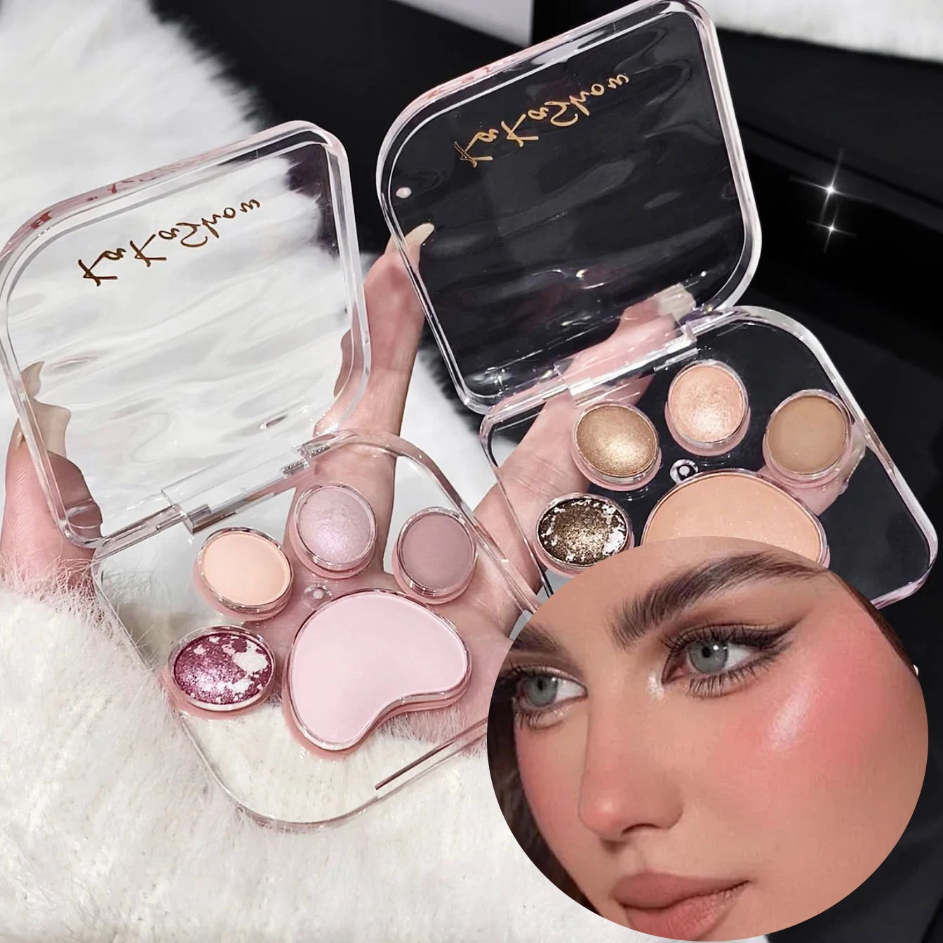 Palette fards à paupières, couleurs délicates, design mignon, idéale pour débutantes