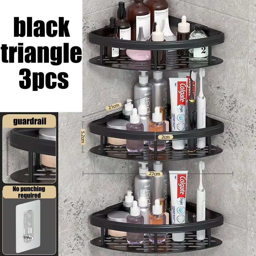 Wall Mounted Bathroom Shower Rack – Corner Shampoo & Towel Storage Shelf