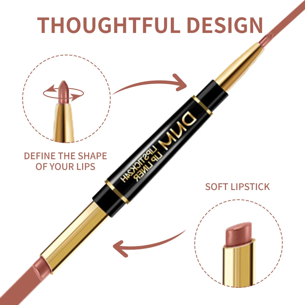 Rouge à Lèvres Double-Embout Mat – Waterproof, Longue Tenue, Maquillage Coréen, Gloss et Teinte, Crayon à Lèvres