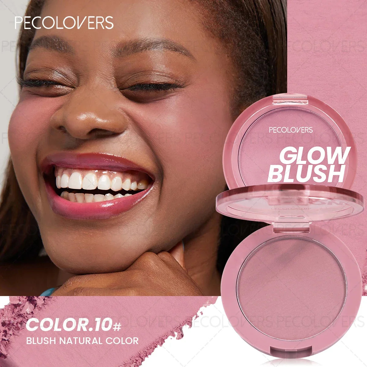 Palette de Blush 1 pièce — Résistante à l’Eau, Teinte Rose, Facile à Appliquer, Effet Maquillage 3D Naturel, Fini Mat, Nuances de Rouge