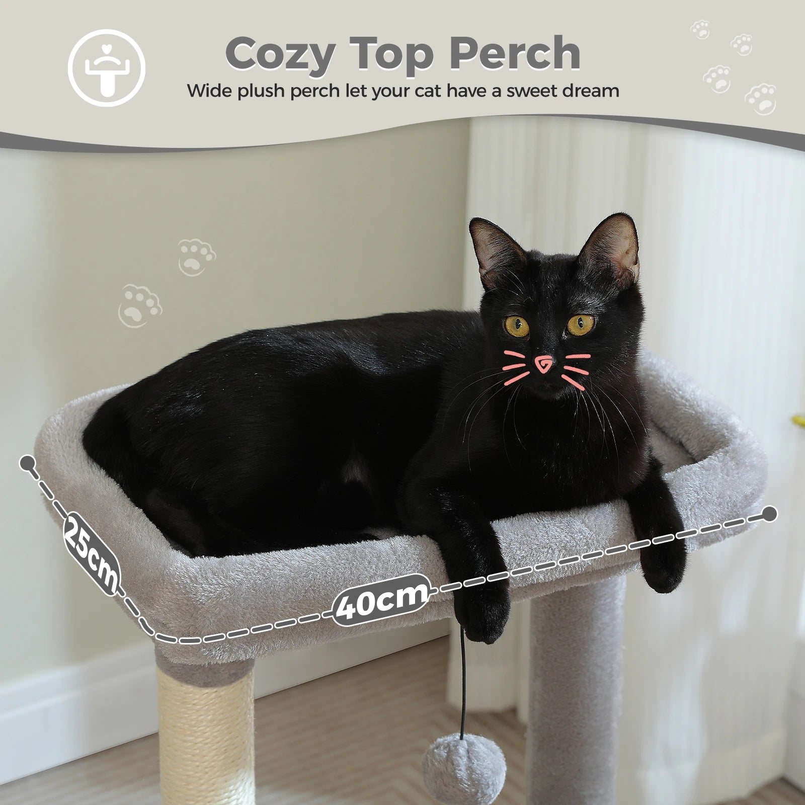 4-in-1 Cat Tree – Cat Condo, Hammock, Scratching Post & Top Perch