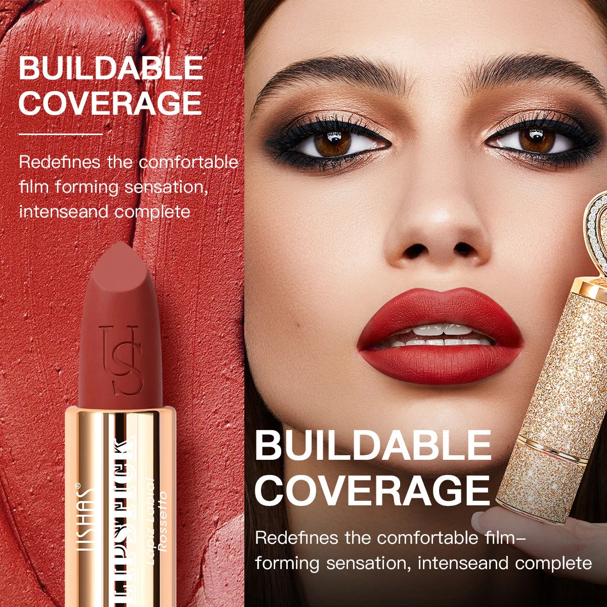 « Rouge à lèvres velours mat – Waterproof, hydratant et longue tenue »